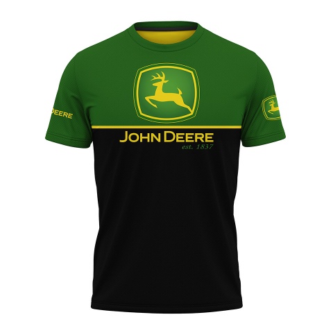 John Deere T-Shirt Black Forest Green Classic Logo Design