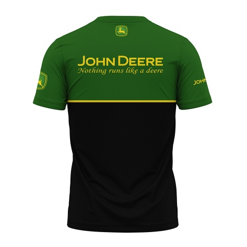 John Deere T-Shirt Black Forest Green Classic Logo Design