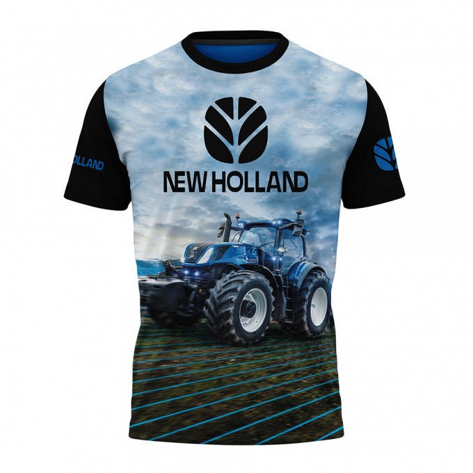 New Holland Short Sleeve T-Shirt Color Print Tractor Collage