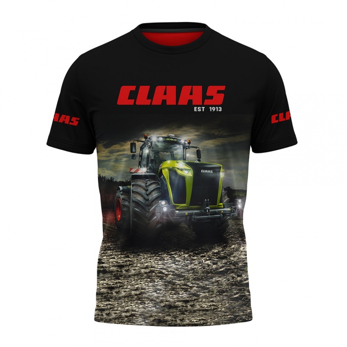 Claas T-Shirt Black Red Green Tractor Collage Design