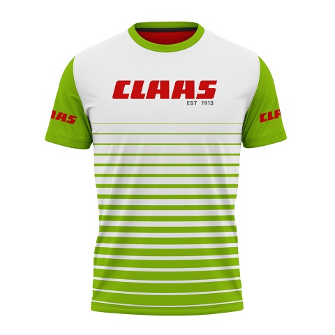Claas Short Sleeve T-Shirt Lime Green White Red Design
