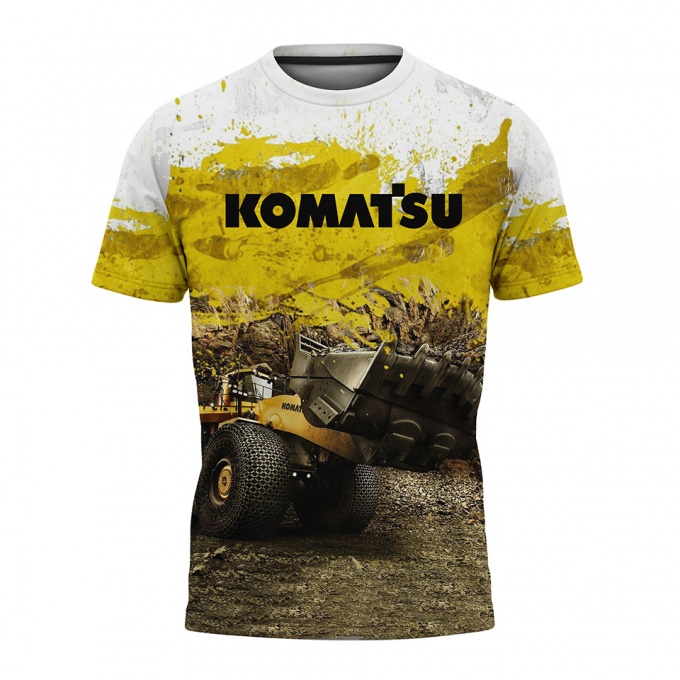 Komatsu T-Shirt Black Yellow Excavator Collage Edition