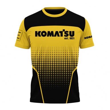 Komatsu Short Sleeve T-Shirt Black Yellow Halftone Design