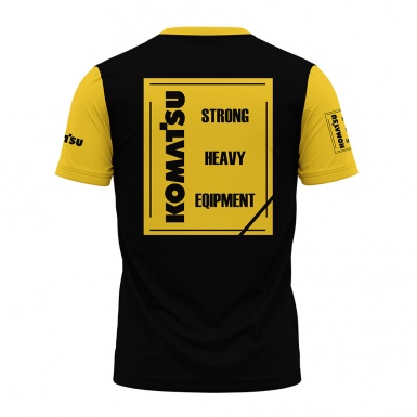 Komatsu Short Sleeve T-Shirt Black Yellow Halftone Design