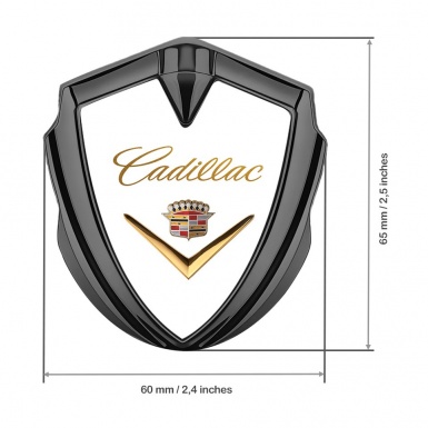 Cadillac Metal Emblem Self Adhesive Graphite White Gold Logo