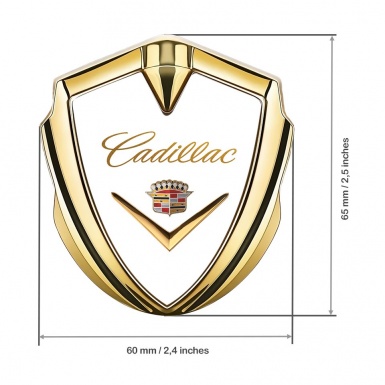 Cadillac Metal Emblem Self Adhesive Gold White Gold Logo