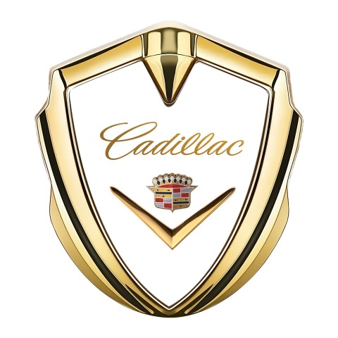 Cadillac Metal Emblem Self Adhesive Gold White Gold Logo