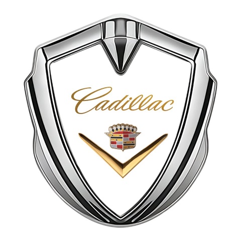 Cadillac Metal Emblem Self Adhesive Silver White Gold Logo