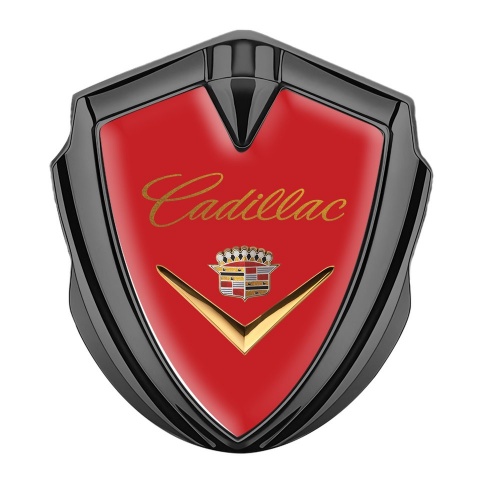 Cadillac 3D Car Metal Emblem Graphite Red Gold Edition