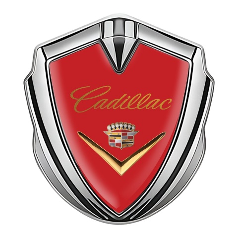Cadillac 3D Car Metal Emblem Silver Red Gold Logo