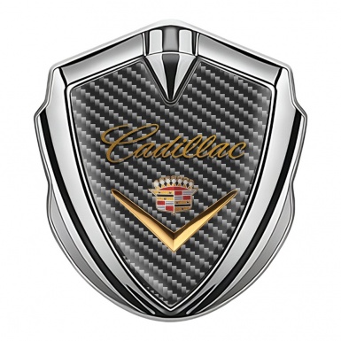 Cadillac Emblem Aufkleber Autozubehor Silbertonfarbe Dunkles carbon mit Golden logo