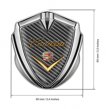 Cadillac Emblem Aufkleber Autozubehor Silbertonfarbe Dunkles carbon mit Golden logo