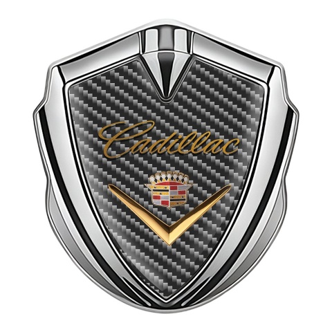 Cadillac Tuning Emblem Self Adhesive Silver Carbon Edition