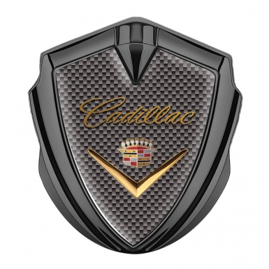 Cadillac Selbstklebendes Metallaufkleber Emblem Graphit Tonfarbe Braun carbon Design 