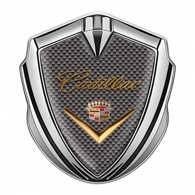 Cadillac Fender Emblem Badge Silver Carbon Template Edition