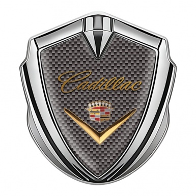 Cadillac Selbstklebendes Metallaufkleber Emblem Silbertonfarbe Braun carbon Design