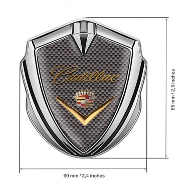 Cadillac Fender Emblem Badge Silver Carbon Template Edition