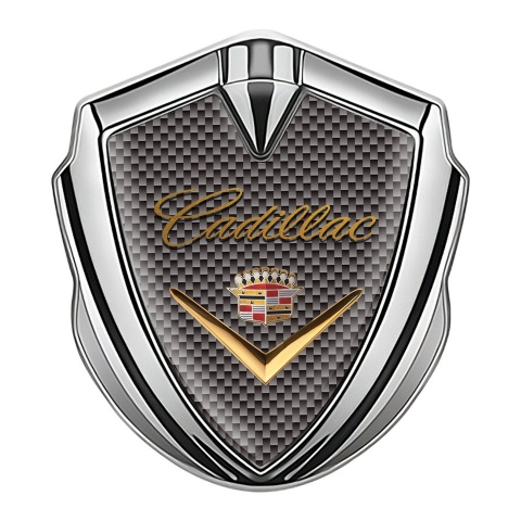 Cadillac Fender Emblem Badge Silver Carbon Template Edition