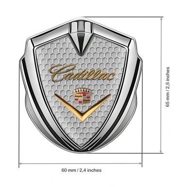 Cadillac Emblem Logo Schriftzug Aufkleber Silbertonfarbe Wabeneffekt Design