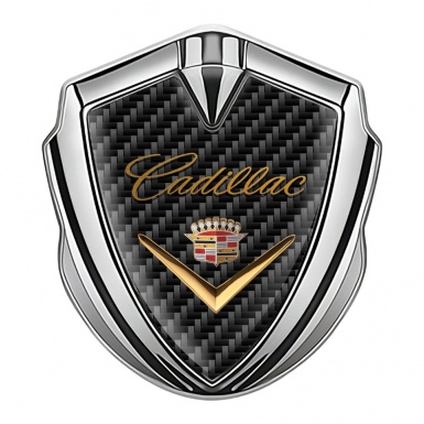 Cadillac Fender Emblem Badge Silver Carbon Edition