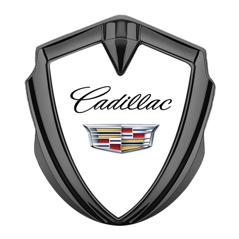 Cadillac Trunk Metal Emblem Graphite White Color Logo