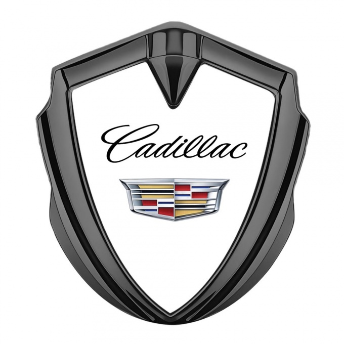 Cadillac Abzeichen selbstklebend Graphit Tonfarbe Weiss Version 