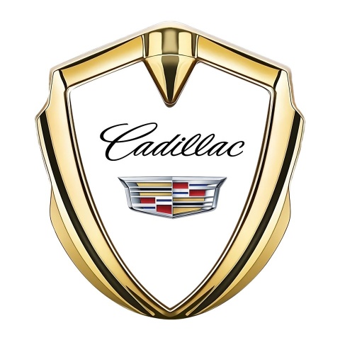 Cadillac Trunk Metal Emblem Gold White Color Logo