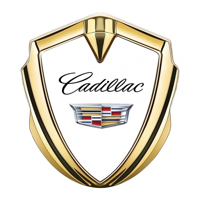 Cadillac Abzeichen selbstklebend Goldtonfarbe Weiss Version