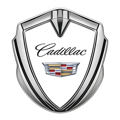 Cadillac Abzeichen selbstklebend Silbertonfarbe Weiss Version