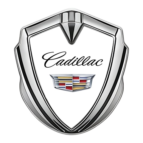 Cadillac Trunk Metal Emblem Silver White Color Logo