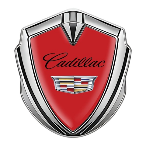 Cadillac Bodyside Badge Self Adhesive Silver Red Edition
