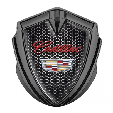 Cadillac Seitenflugel Emblem Aufkleber Graphit Tonfarbe Perforierter Stahl mit Rote logo 