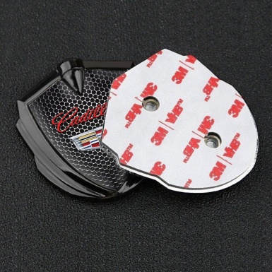 Cadillac Seitenflugel Emblem Aufkleber Graphit Tonfarbe Perforierter Stahl mit Rote logo 
