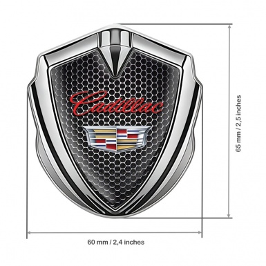 Cadillac Seitenflugel Emblem Aufkleber Silbertonfarbe Perforierter Stahl mit Rote logo