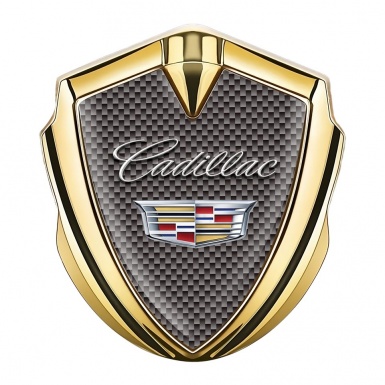 Cadillac Fender Emblem Badge Gold Bright Carbon Design