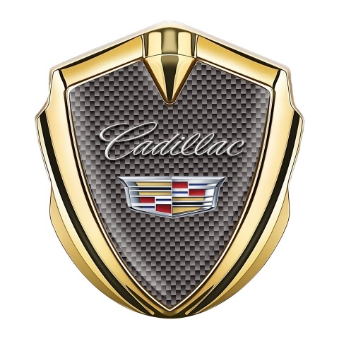 Cadillac Fender Emblem Badge Gold Bright Carbon Design