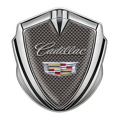 Cadillac Fender Emblem Badge Silver Bright Carbon Design