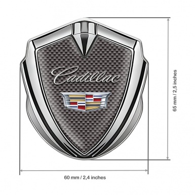 Cadillac Fender Emblem Badge Silver Bright Carbon Design