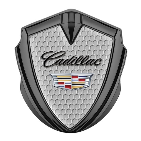 Cadillac Trunk Emblem Self Adhesive Graphite Grey Hexagon