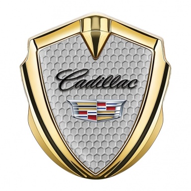 Cadillac Trunk Emblem Self Adhesive Gold Grey Hexagon