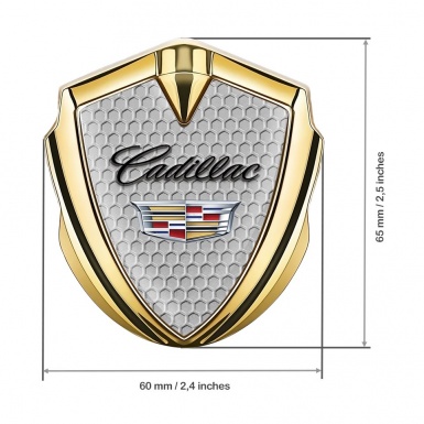 Cadillac Trunk Emblem Self Adhesive Gold Grey Hexagon