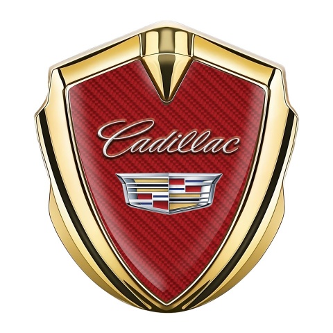 Cadillac Self Adhesive Badge Gold Red Carbon Edition