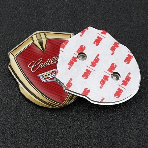 Cadillac Self Adhesive Badge Gold Red Carbon Edition