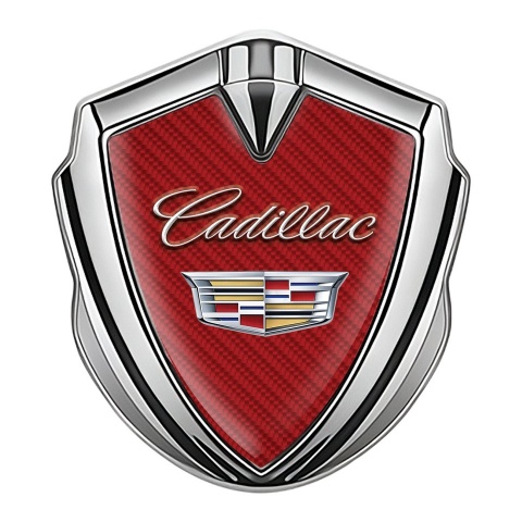 Cadillac Self Adhesive Badge Silver Red Carbon Edition