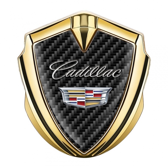 Cadillac 3D Car Metal Emblem Gold Dark Carbon Edition