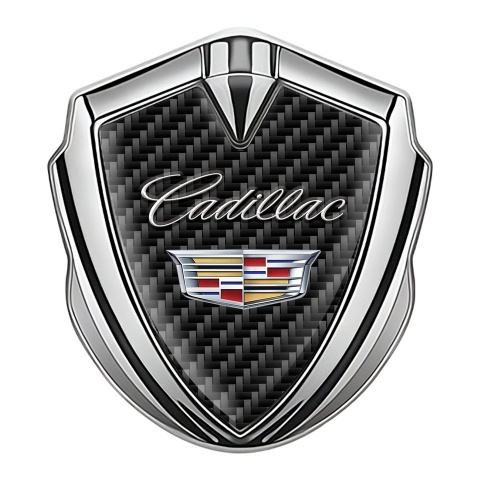 Cadillac 3D Car Metal Emblem Silver Dark Carbon Edition