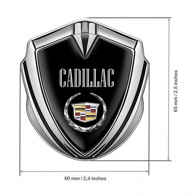 Cadillac Metal Car Badge Silver Black Color Logo Design