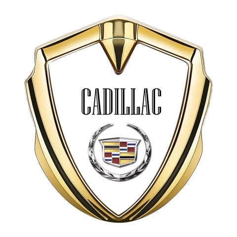 Cadillac Bodyside Emblem Gold White Color Logo Design
