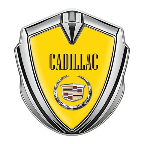 Cadillac Fender Badge Self Adhesive Silver Yellow Edition