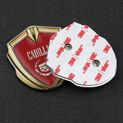 Cadillac 3D Car Metal Emblem Gold Red Carbon Template